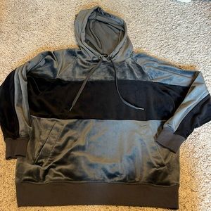 Womens Champion elite grey black velour hoodie sweatshirt Sz S